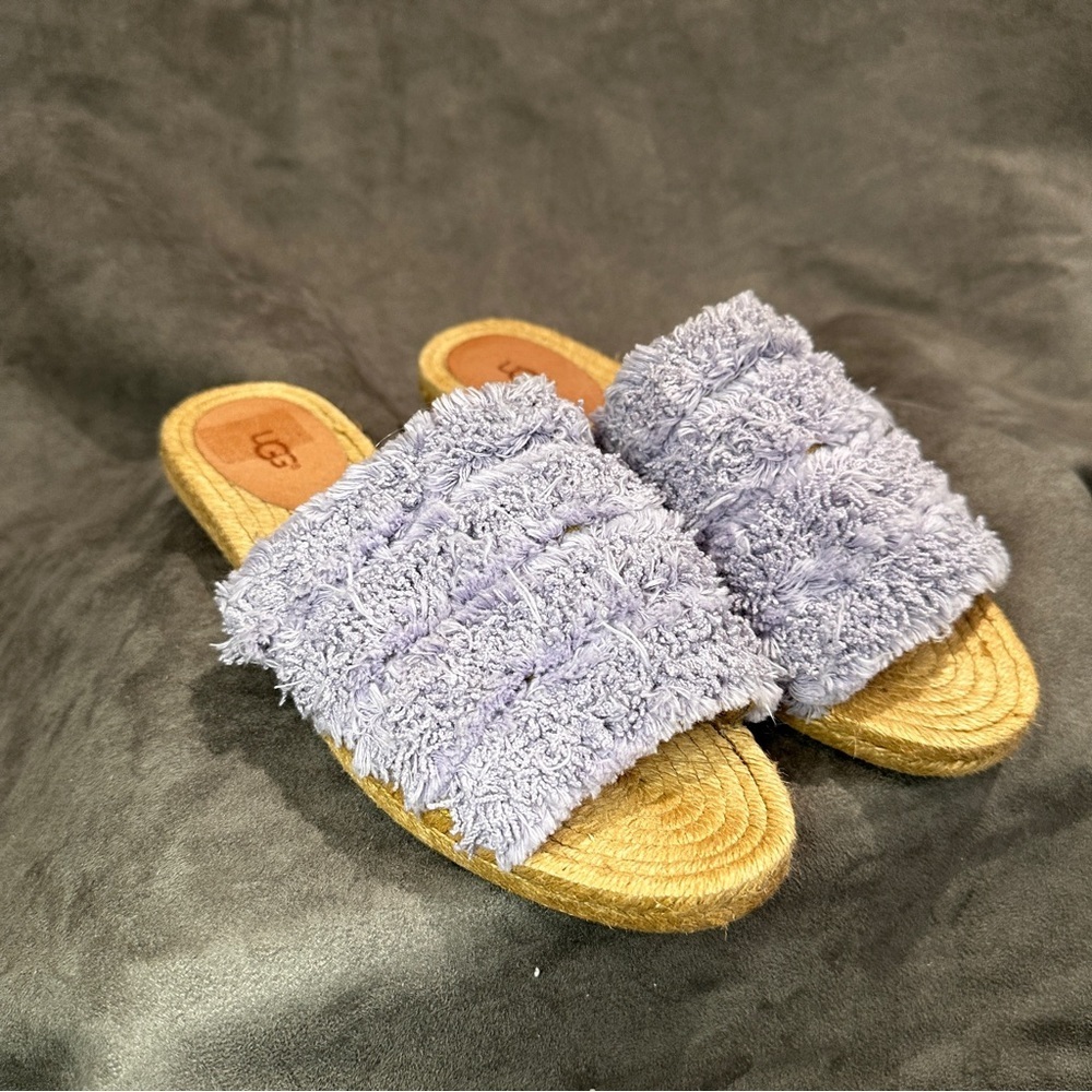 UGG Fuzzy Slide Espadrille Sandals Lilac Purple 8 Vacationcore - Picture 4 of 8